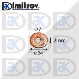 Дифтунга Ø  7 х Ø 24 х 2 mm медна